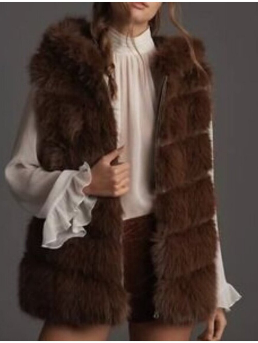 Avec Les Filles Faux Fur Leather Lined Vest M NWT - Picture 3 of 4